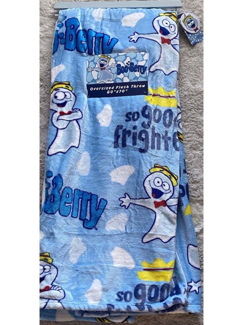 Boo Berry Monsters Cereal Oversized Soft Throw Blanket 60” X 70” Blue NEW